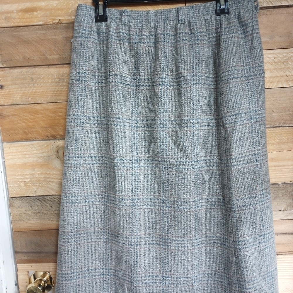 Vintage Alfred Dunner Skirt Gray Plaid Classic Straight Plus Size 16 Lined.